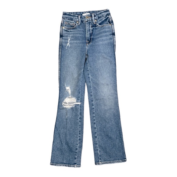 Good American Good Curve Straight Leg High Rise Distressed Ankle Jeans - Picture 5 of 9